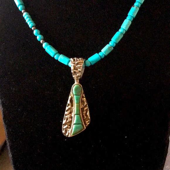 Vintage Zuni Turquoise Reversible Pendant Dishta - Picture 10 of 12